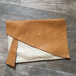 Custom Leather and Calf Hair clutch